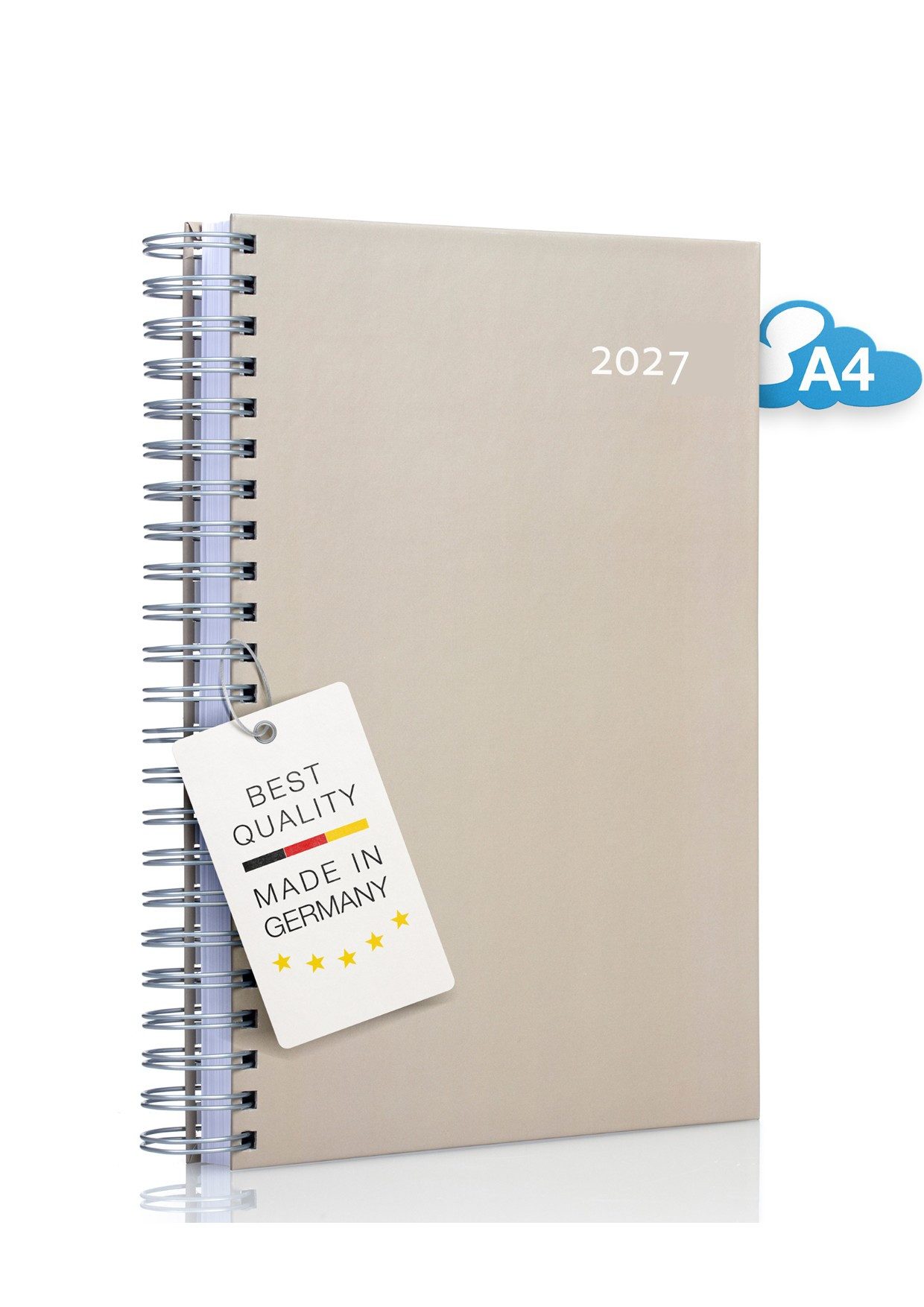 Der große dicke Tageskalender 2027 DIN A4 in Taupe